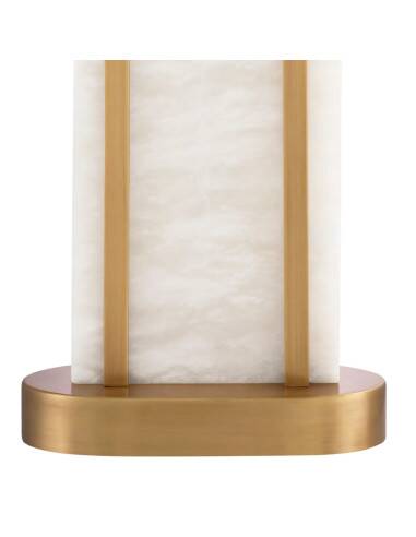 Pair of table lamps, antique brass and alabaster finish, timeless luxury and vintage charm.