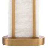 Pair of table lamps, antique brass and alabaster finish, timeless luxury and vintage charm.