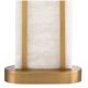 Pair of table lamps, antique brass and alabaster finish, timeless luxury and vintage charm.