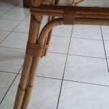 Dining table, bamboo and split rattan