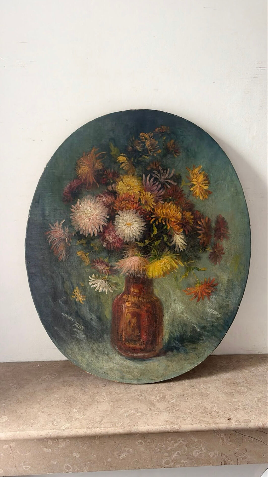 Oval bouquet, oil on canvas