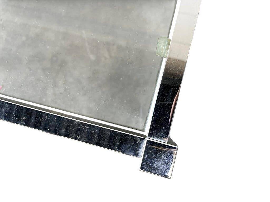 Table basse vintage chromée avec plateau en verre