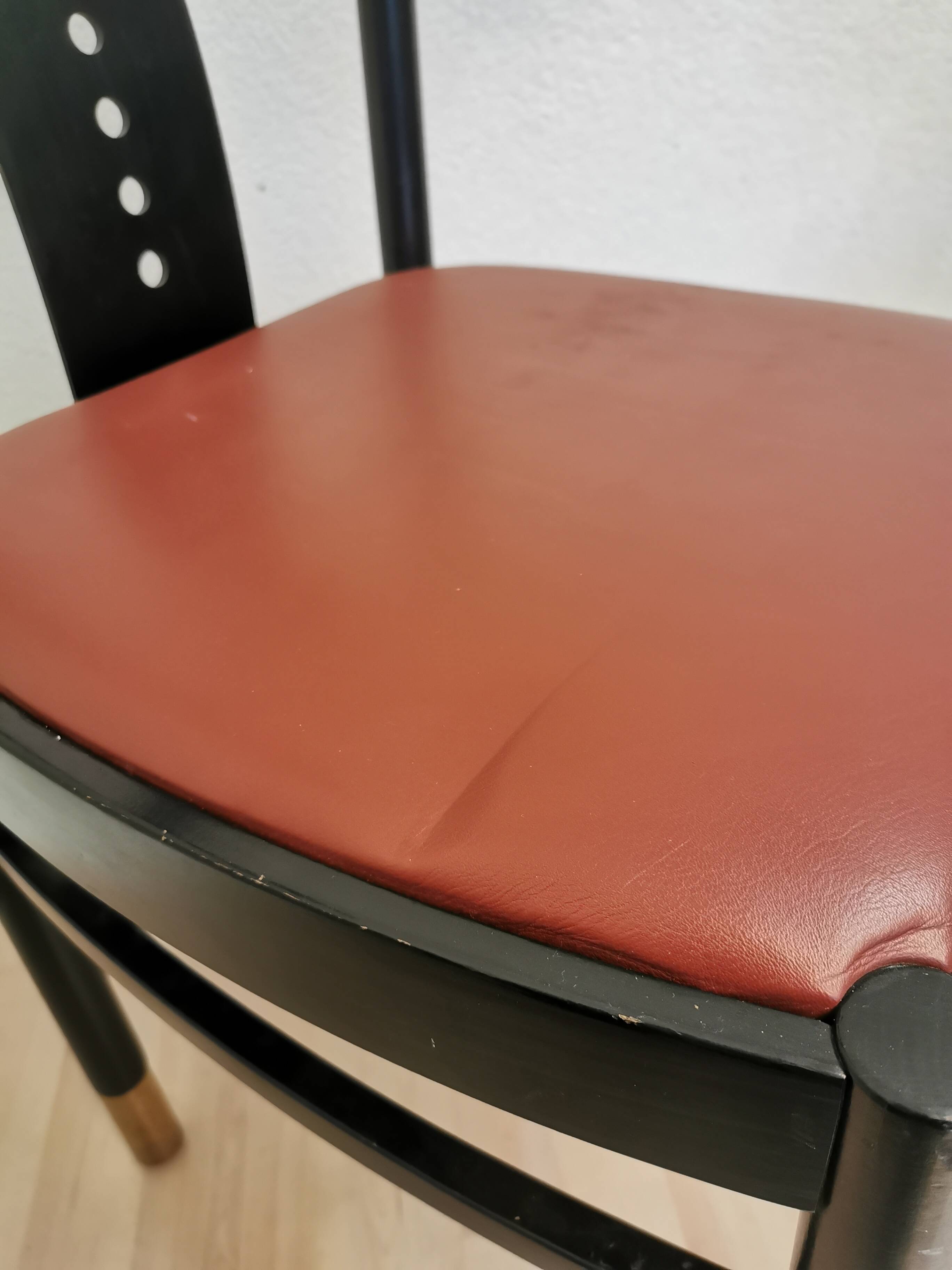 Vintage THONET Bentwood Dining Chair: Postmodern Brown Leather Seat
