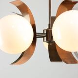 Vintage Italian Copper & Opaline Chandelier, 70s