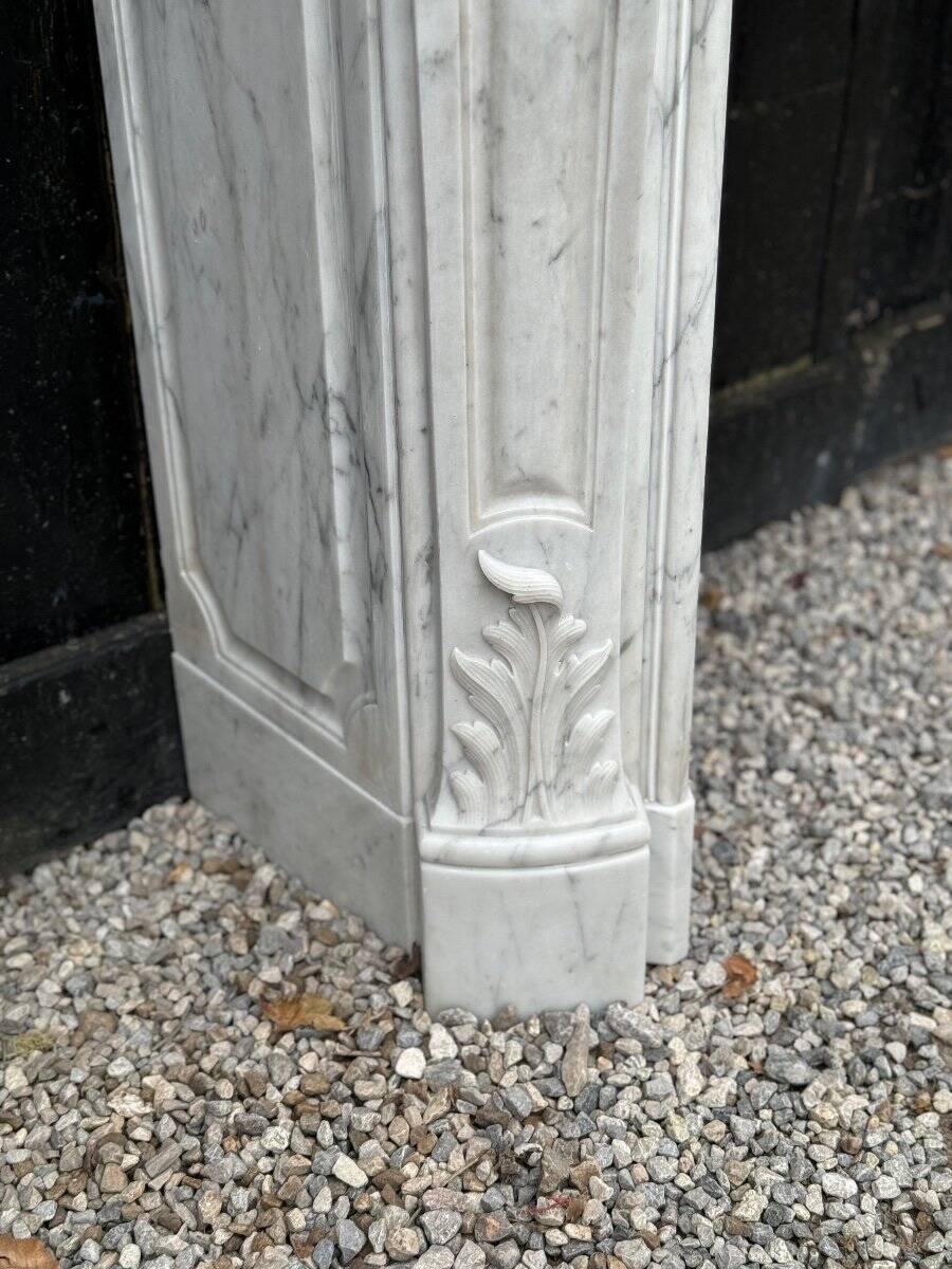 Louis XV Style Fireplace In Carrara Marble, Circa 1880