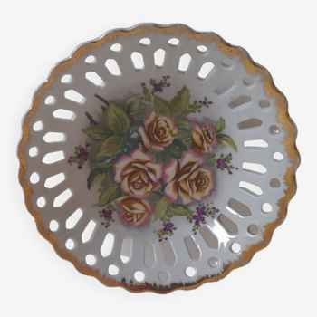 Assiette creuse ajourée, décor floral