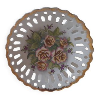 Assiette creuse ajourée, décor floral