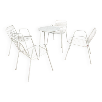 Salon de jardin emu 1970 en métal laqué blanc