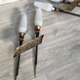 Pair of vintage metal and brass sconces