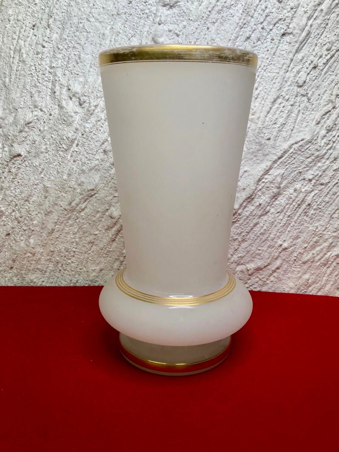 Old white and gold opaline vase