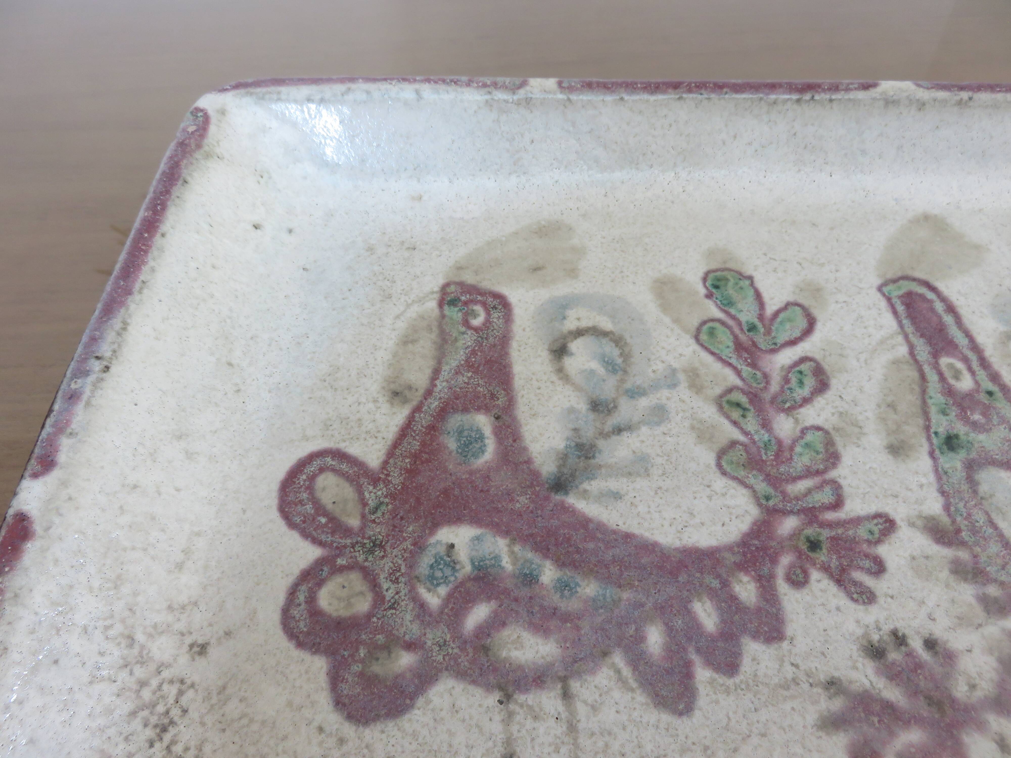 Ceramic dish by Gustave Reynaud 41cm Vallauris 1960 signed