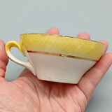 Service à café 9 tasses, pot à lait Moulin des Loups jaune texturé