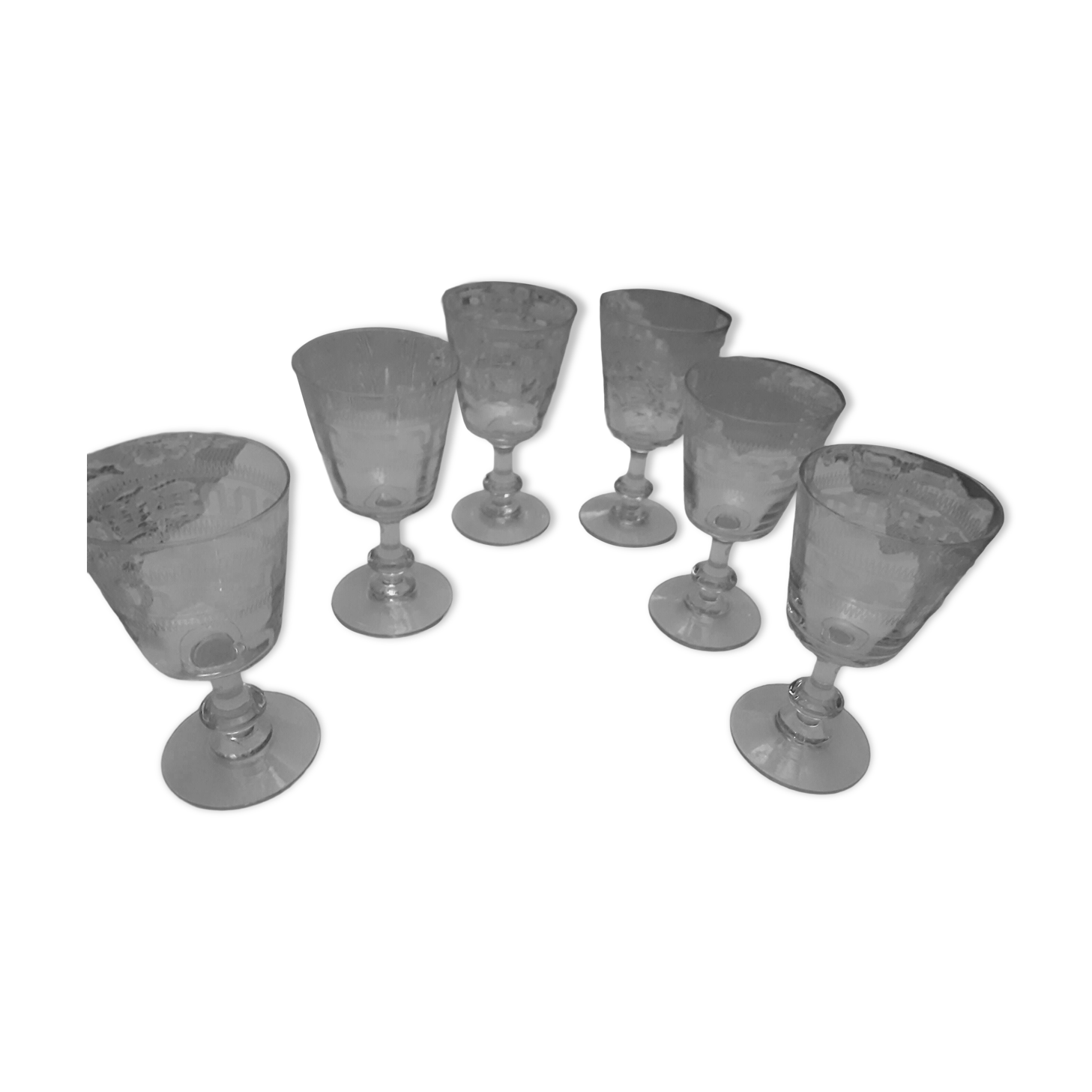 6 antique water glasses cut glass