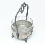 Art Nouveau sugar bowl, silver-plated brass, Poland, 1920s