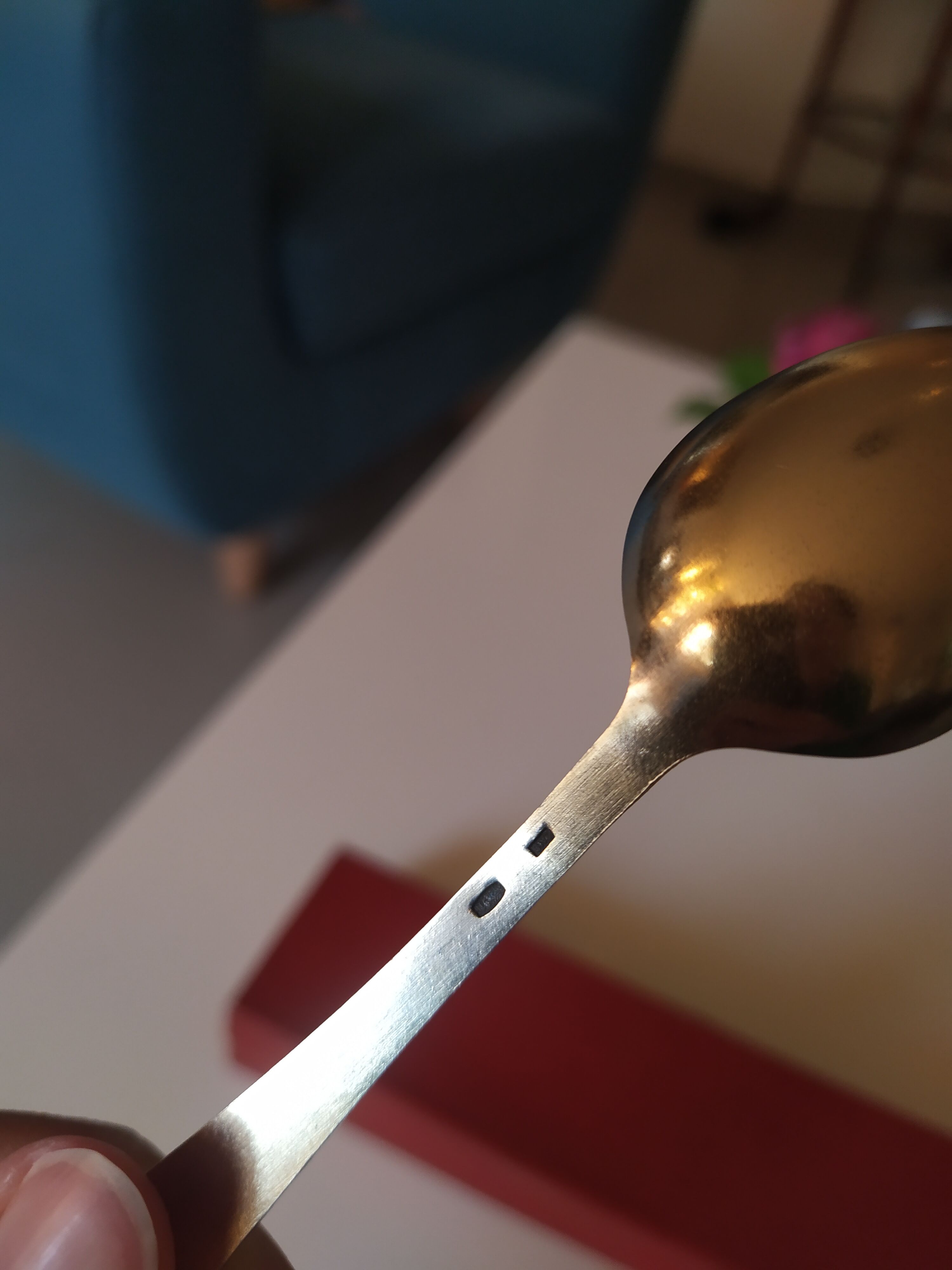 Russian enamelled silver spoon