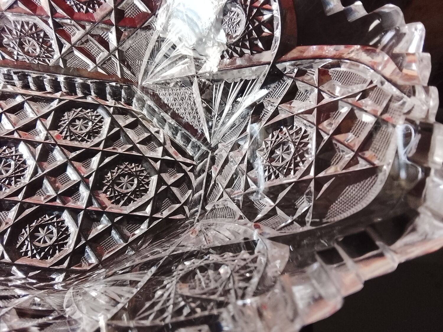 Cut glass fruit bowl