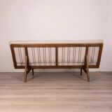 Canapé vintage des années 60 en bois de teck et tissu design danois