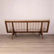 Canapé vintage des années 60 en bois de teck et tissu design danois