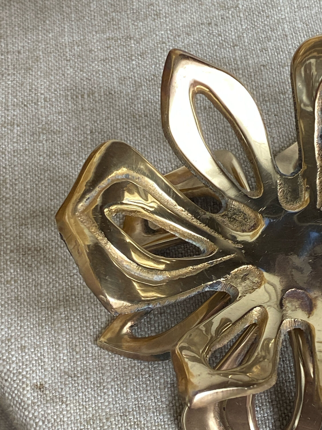 Solid brass water lily candle holder