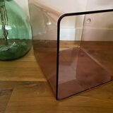 Vintage smoked plexiglass cube by Miche Dumas for Roche Bobois 70s.
