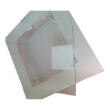 Coffee table in frosted glass and chrome metal