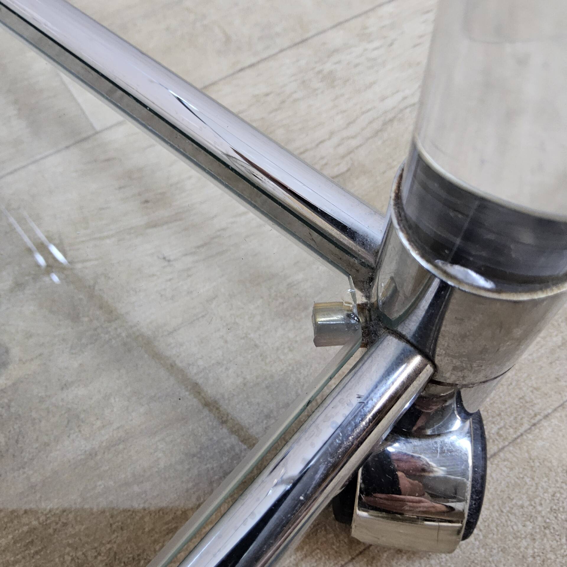Vintage glass and chrome drinks trolley / tea trolley / side table