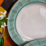 Six plates of vintage Badonviller earthenware with gold frieze
