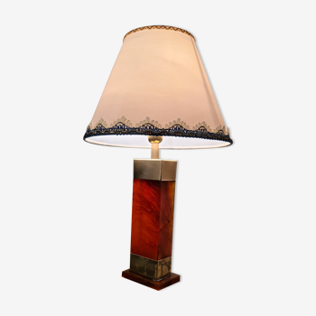 Brass and amber resin lamp 1970 deluxe type