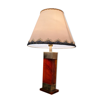 Brass and amber resin lamp 1970 deluxe type