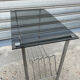 Coffee table, vinyl storage or metal and smoked glass occasional furniture