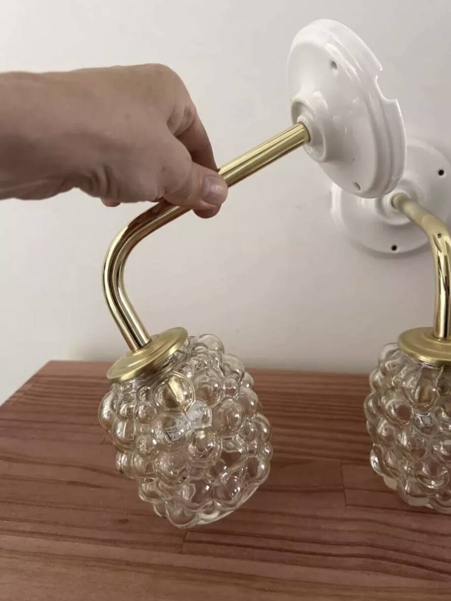 Paire d’appliques murales verre bullé