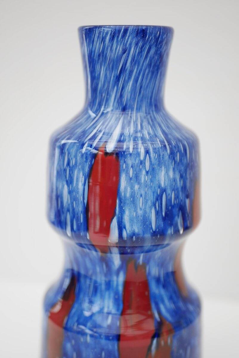 Blue glass art vase from Prachen Glass Works