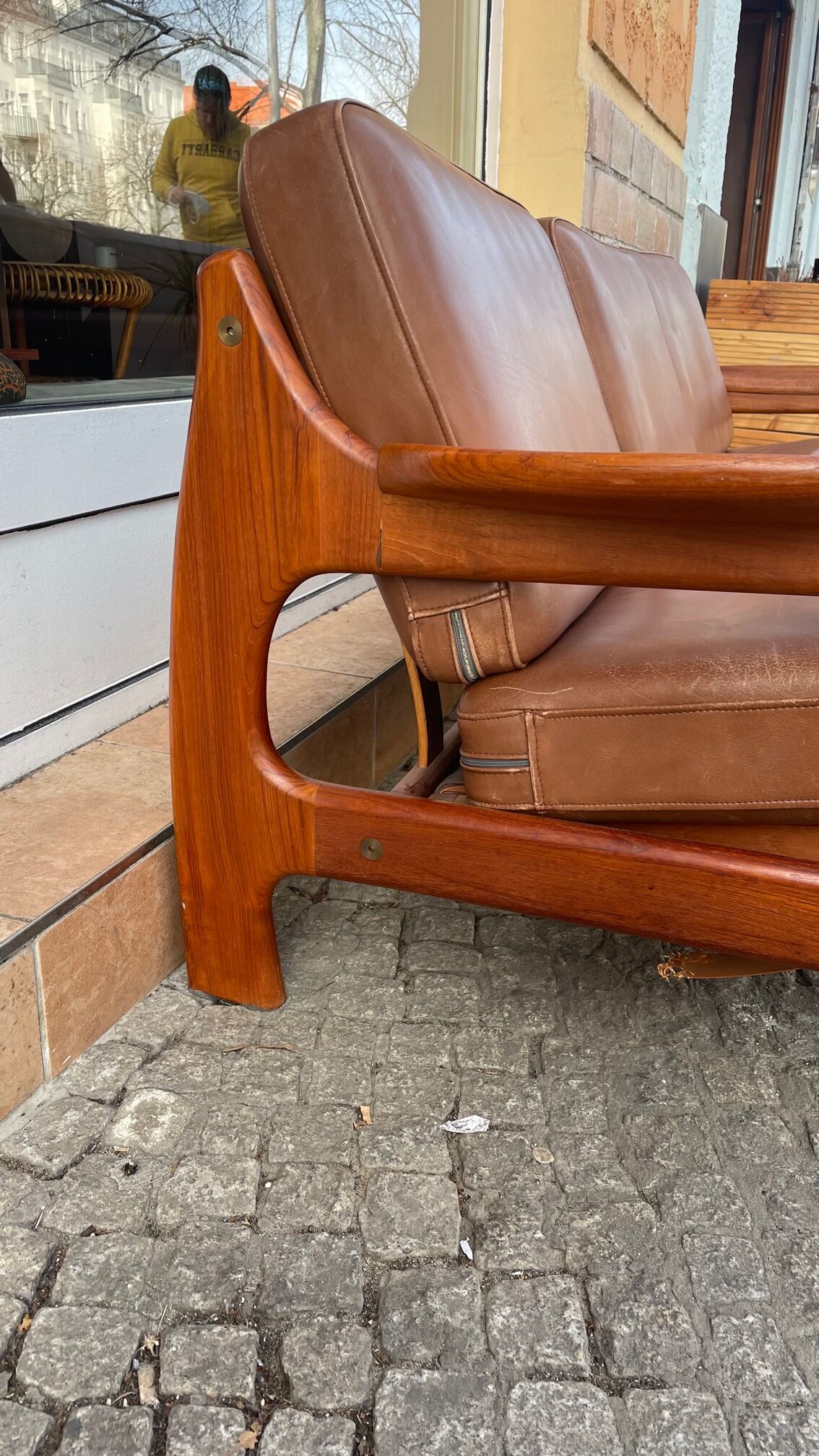 Scandinavian teak and leather sofa from the 70s