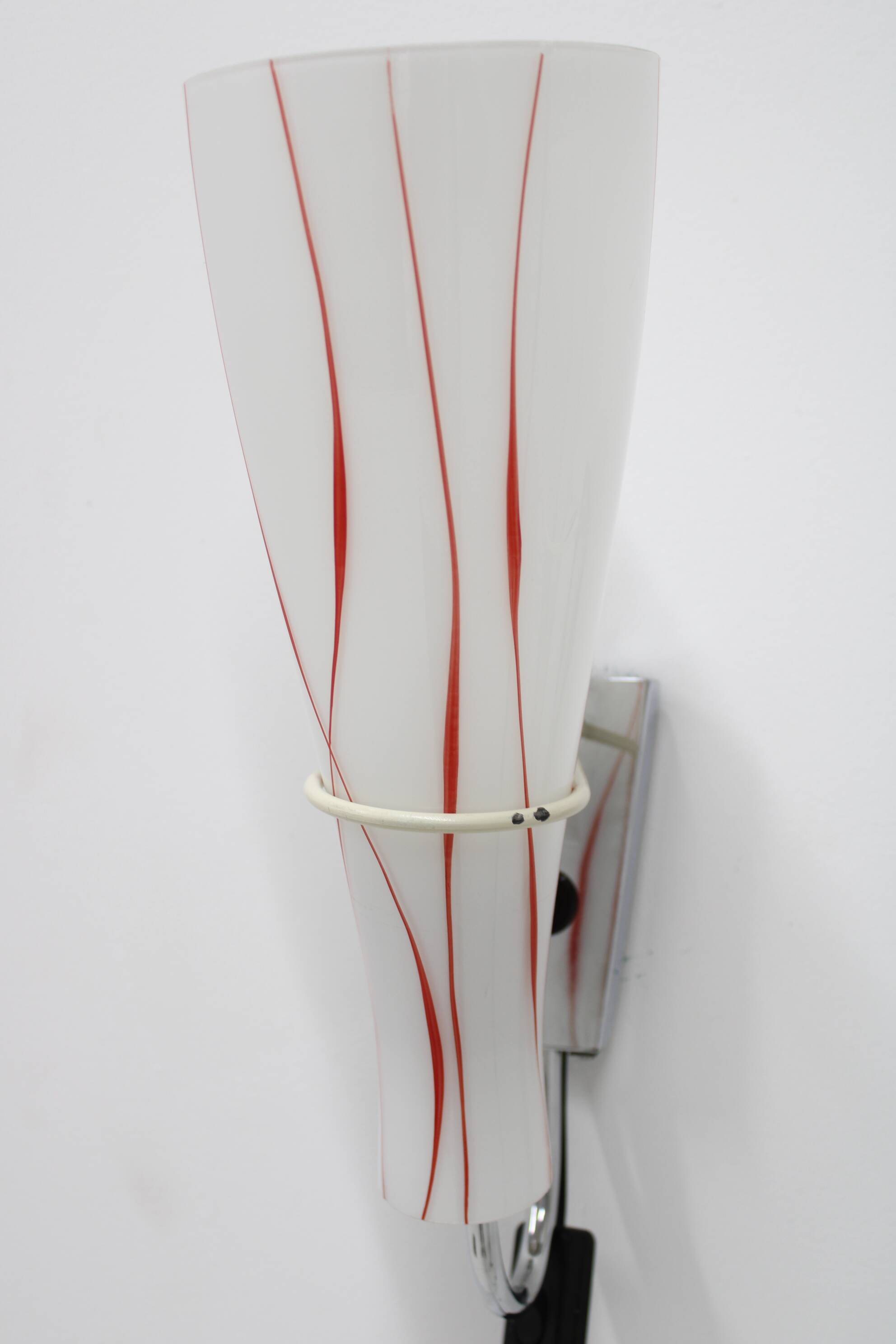 1970s Pair of Glass Wall Lamps , Czechoslovakia