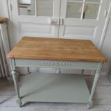 Louis XVI style desk and serving trolley in beautifully crafted verdigris walnut.