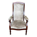 Imperial armchair in mahogany and grey velvet from the 19th century