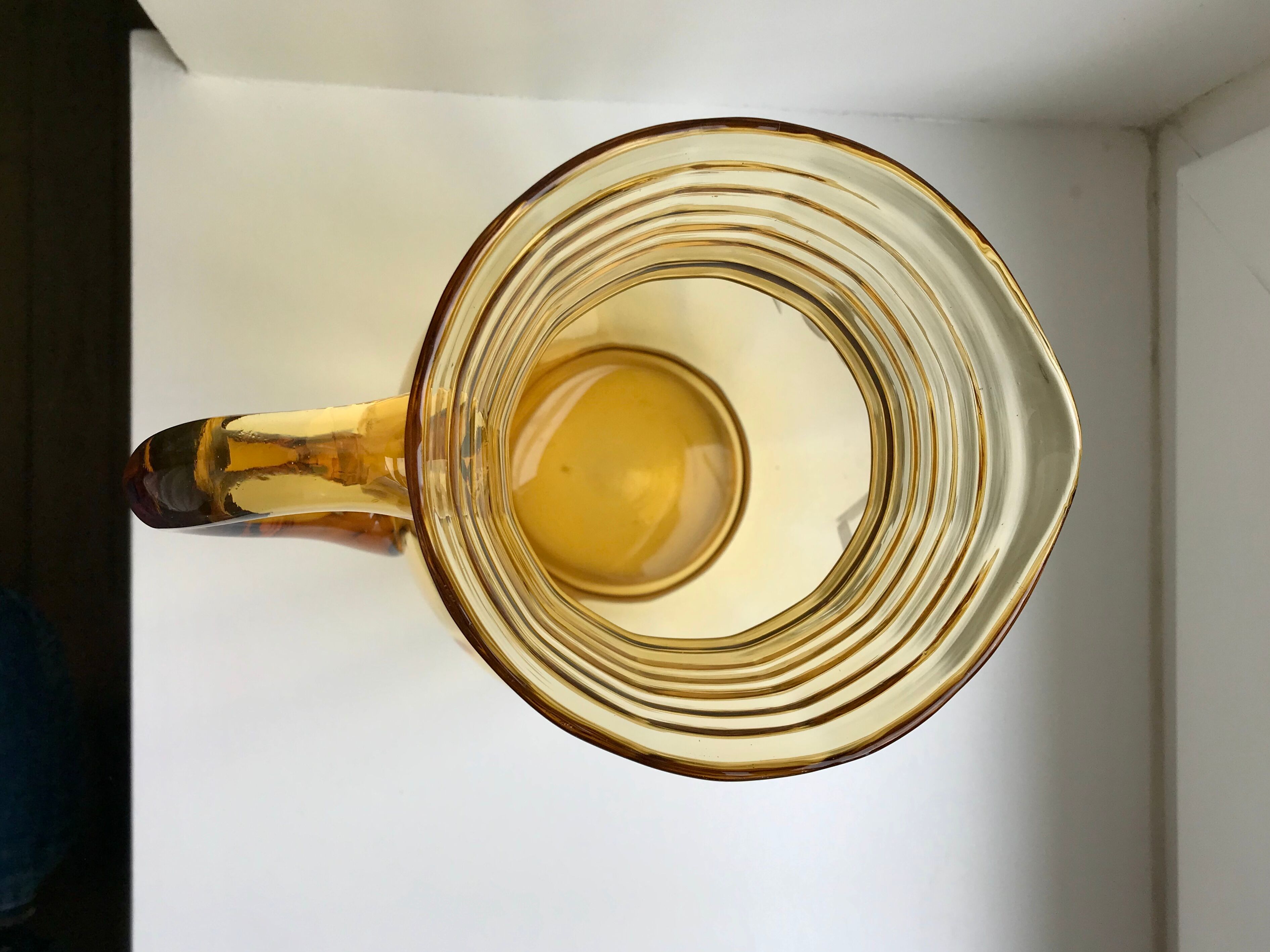 Amber engraved glass decanter 50s