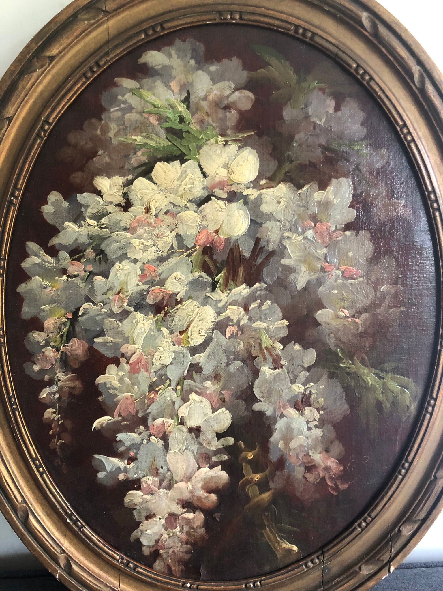 Oil on canvas Glycine branch