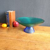 Vintage Glass Blown Fruit Bowl – Blue and Green Design Centrepiece
