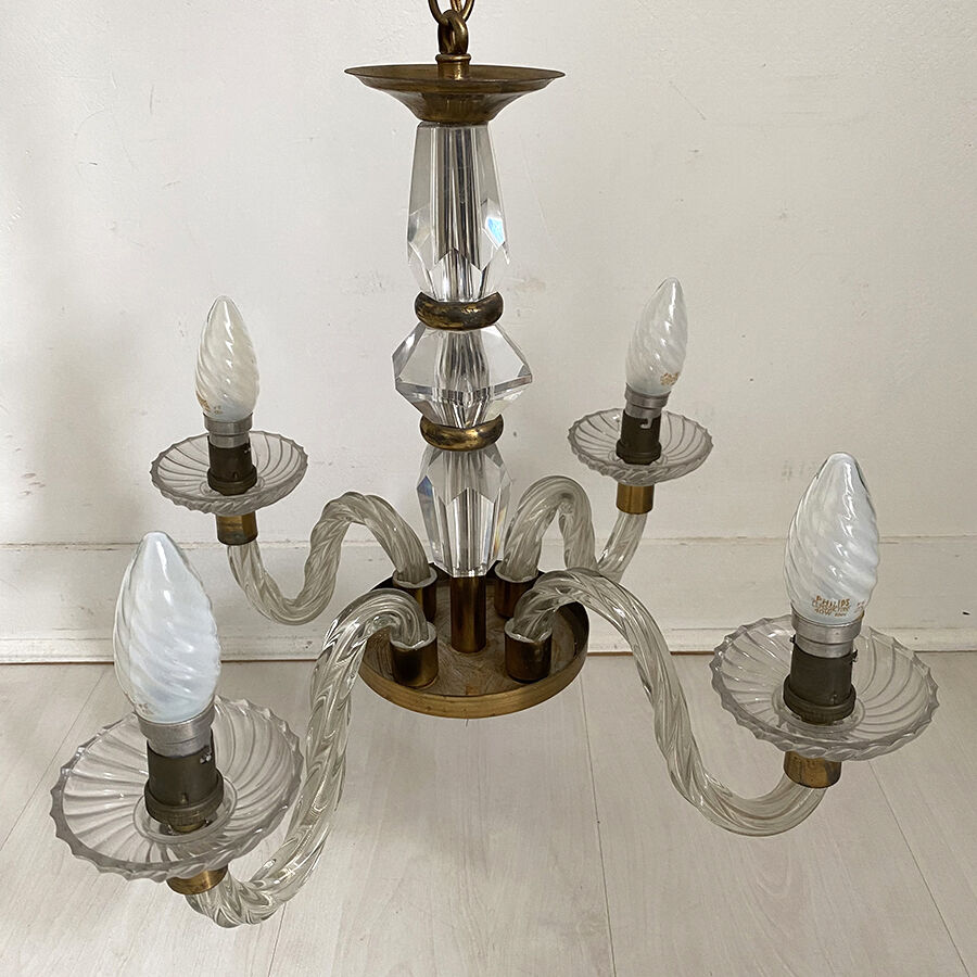 50's vintage glass and brass suspension
