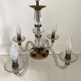 Suspension verre et laiton vintage 1950