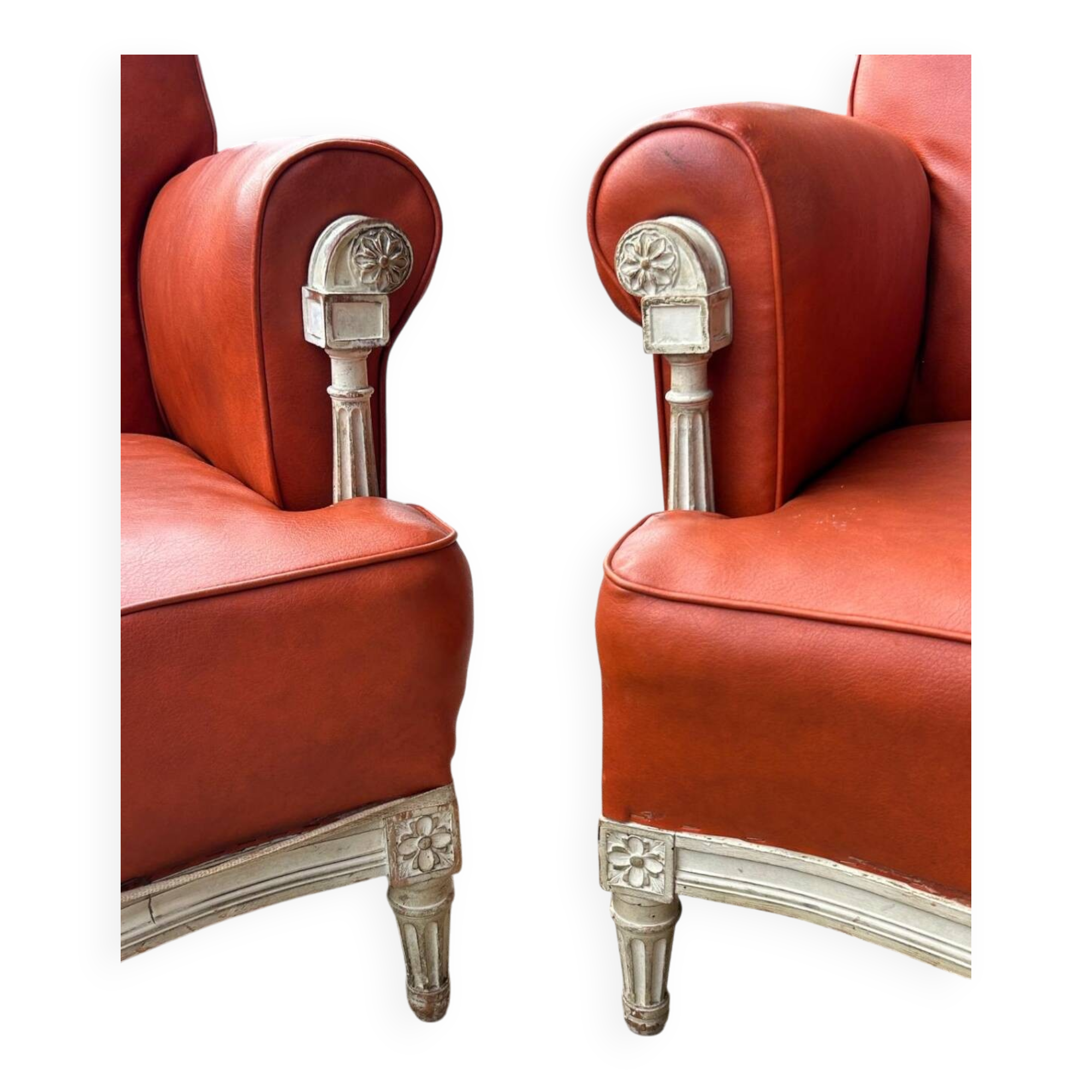 Pair of neoclassical bergère armchairs by Maison Jansen circa 1950.