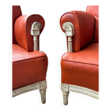 Pair of neoclassical bergère armchairs by Maison Jansen circa 1950.