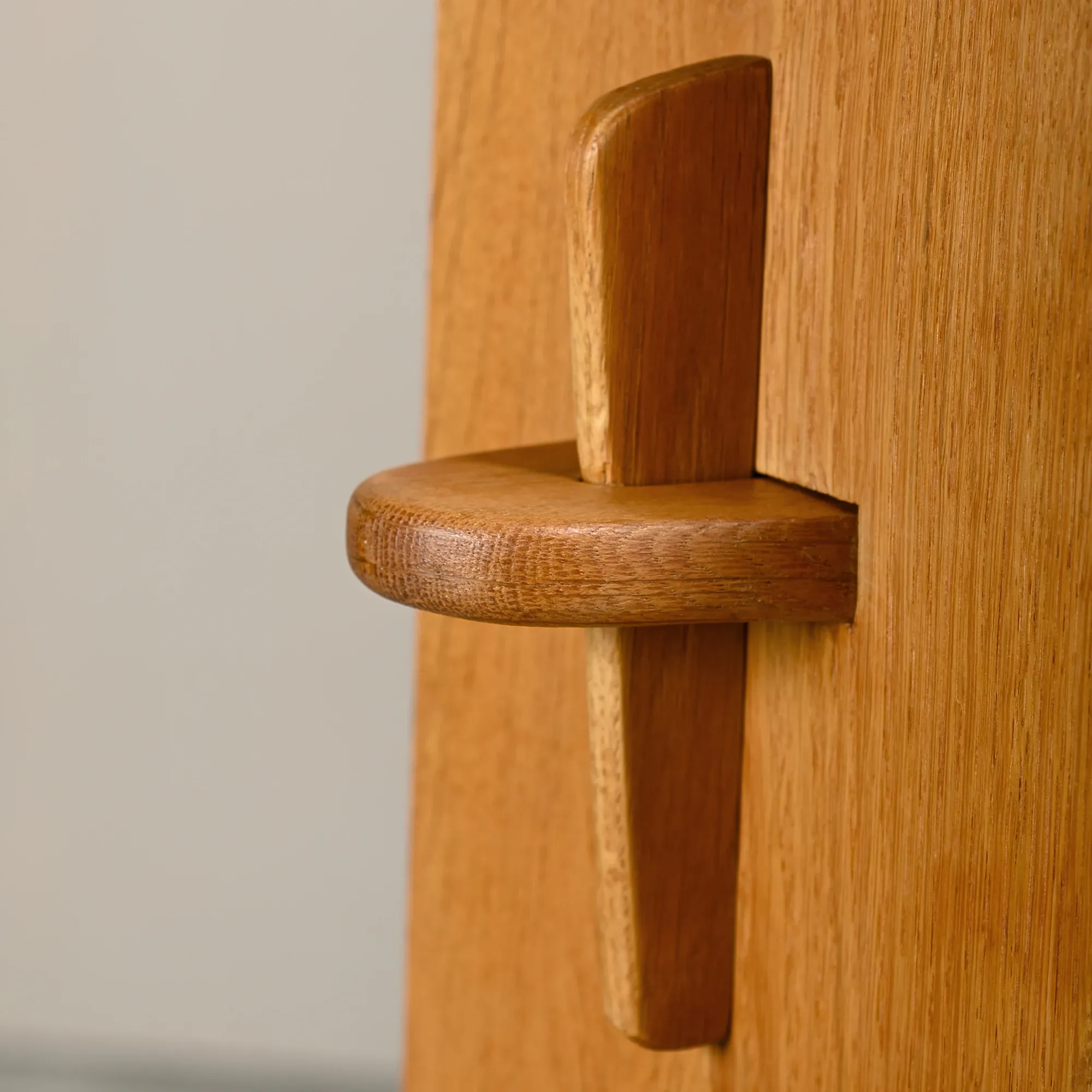 Shelf in Brutalist Henning Kjærnulf or Arts and Crafts style solid Oak 1960