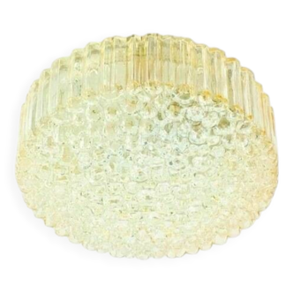 Plafonnier en verre à bulles ambré du milieu du siècle par Helena Tynell pour Limburg, Allemagne, années 1970