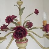 Lustre en métal à décor floral, France