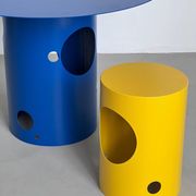Table de salle à manger italienne contemporaine du XXIe siècle, silos, bleu électrique