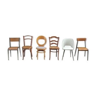 Lot of 6 vintage depareillees chairs