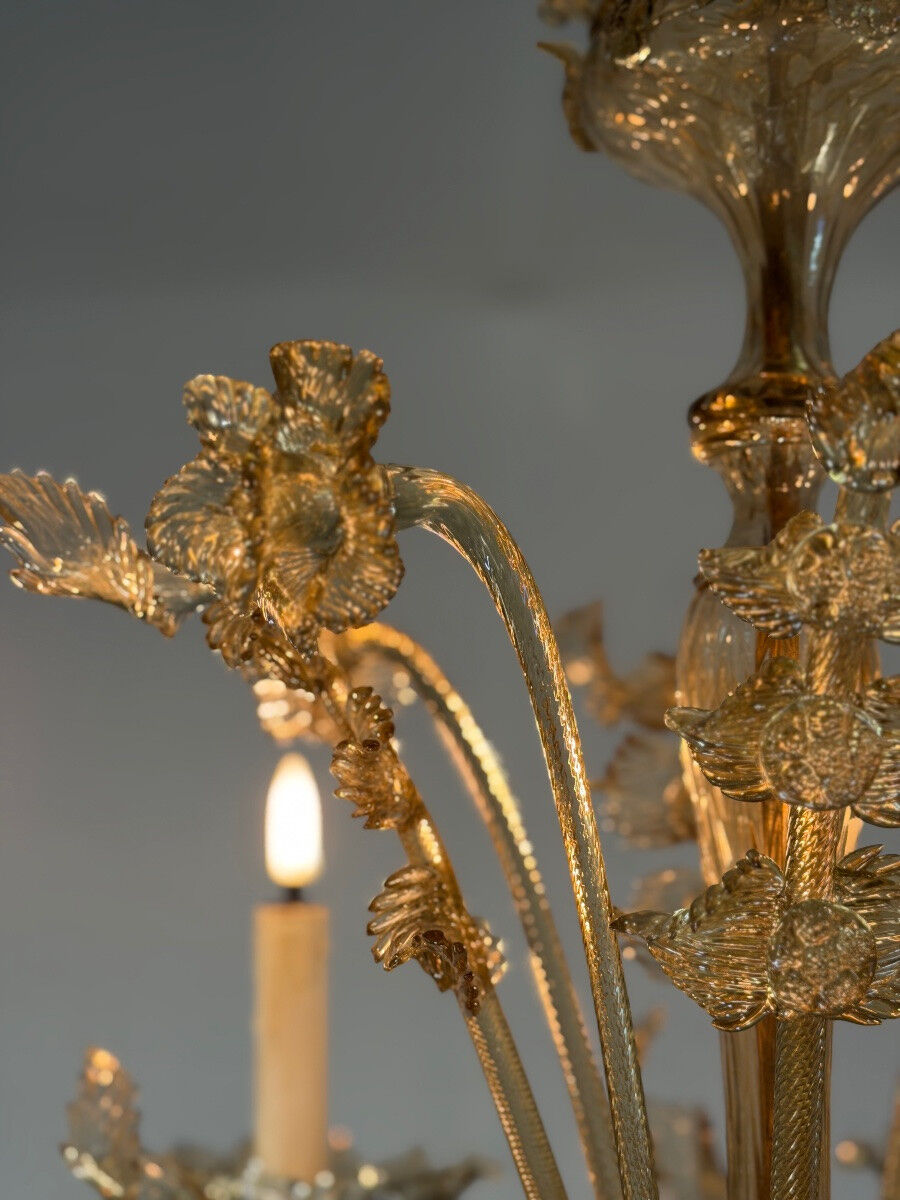 Venetian glass chandelier from Murano, green, circa 1920.