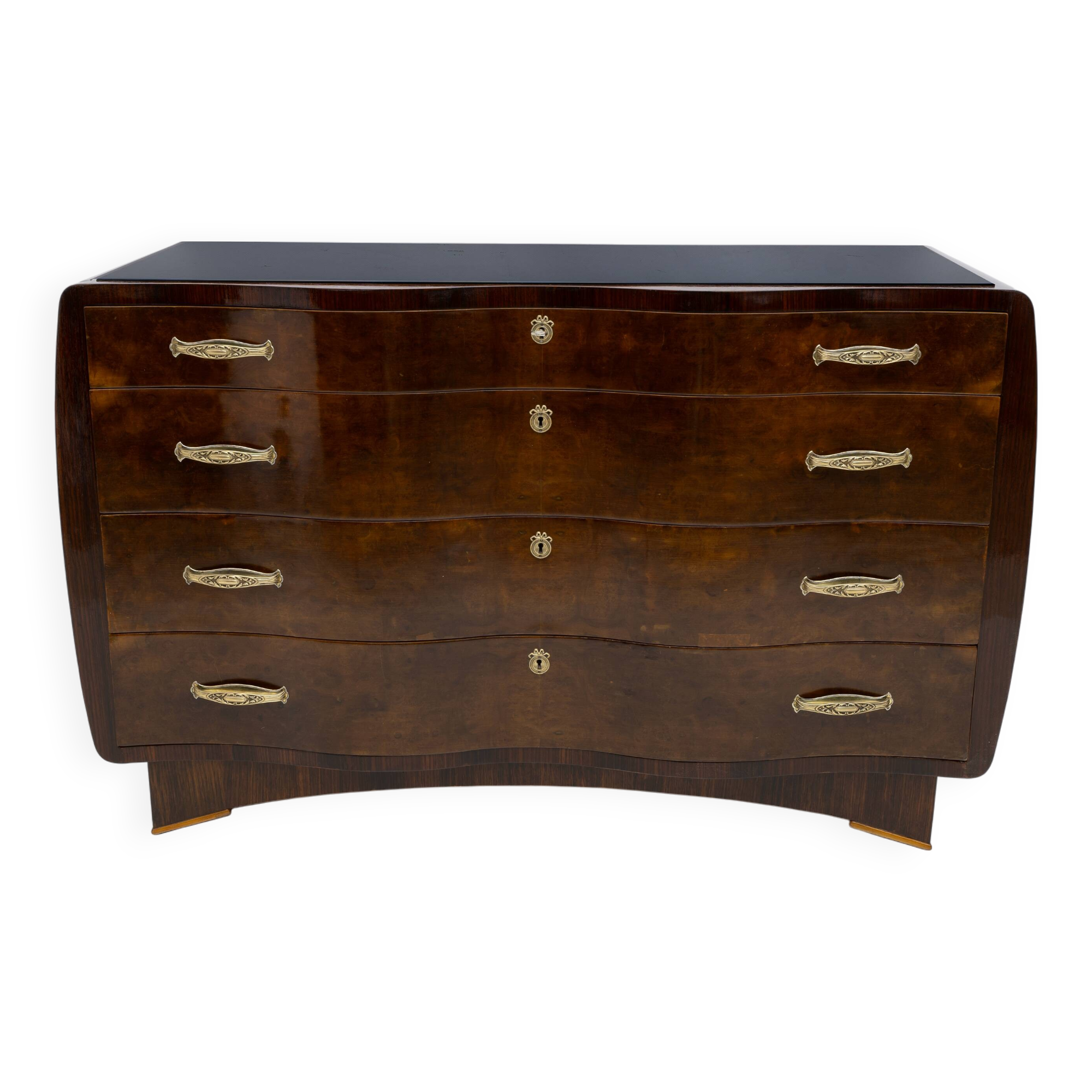 Art Deco Italian Thuja Root Curved Chest of Drawers, 1930s